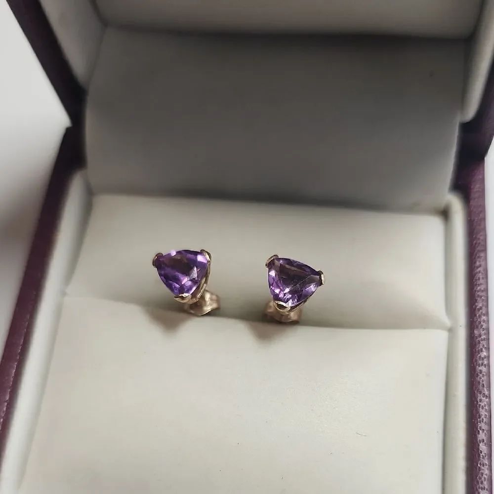 10K Gold Amethyst Stud Earrings